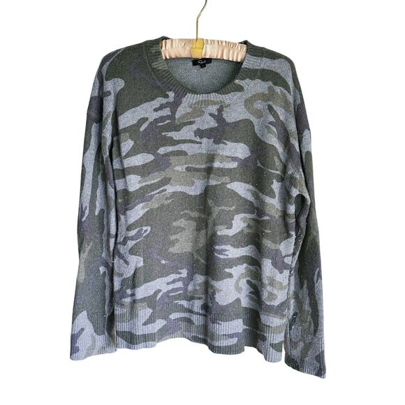 Rails Juno Wool Crewneck Sweater Camo Green Large Army Utility Quiet Luxury Cozy - Picture 7 of 13